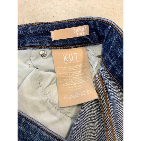 KUT from the Kloth Women's 2 Sienna High Rise Wide Leg Jeans Roll Up Hem O12-13 - Picture 7 of 7